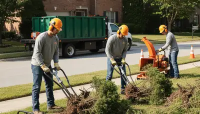 Seattle, WA crew removing overgrown shrubs for safe, efficient tree service cleanup