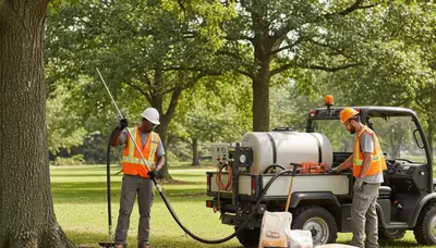 Seattle, WA arborist applying tree fertilizer for healthier growth and root support