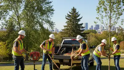 Seattle, WA arborist planting a young tree for local tree planting services