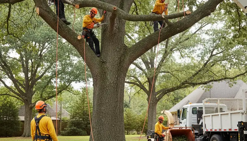Seattle, WA tree removal crew safely removing a hazardous tree on a residential property