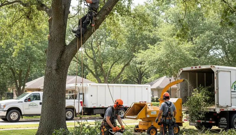 Seattle, WA tree removal crew safely removing a hazardous tree from a residential property