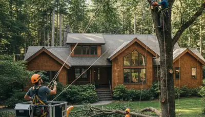 Tree service crew in Seattle, WA removing a tree for safe property protection