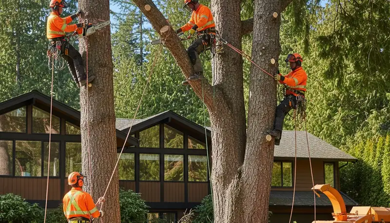 Seattle, WA tree service crew providing professional tree trimming and removal for local homes