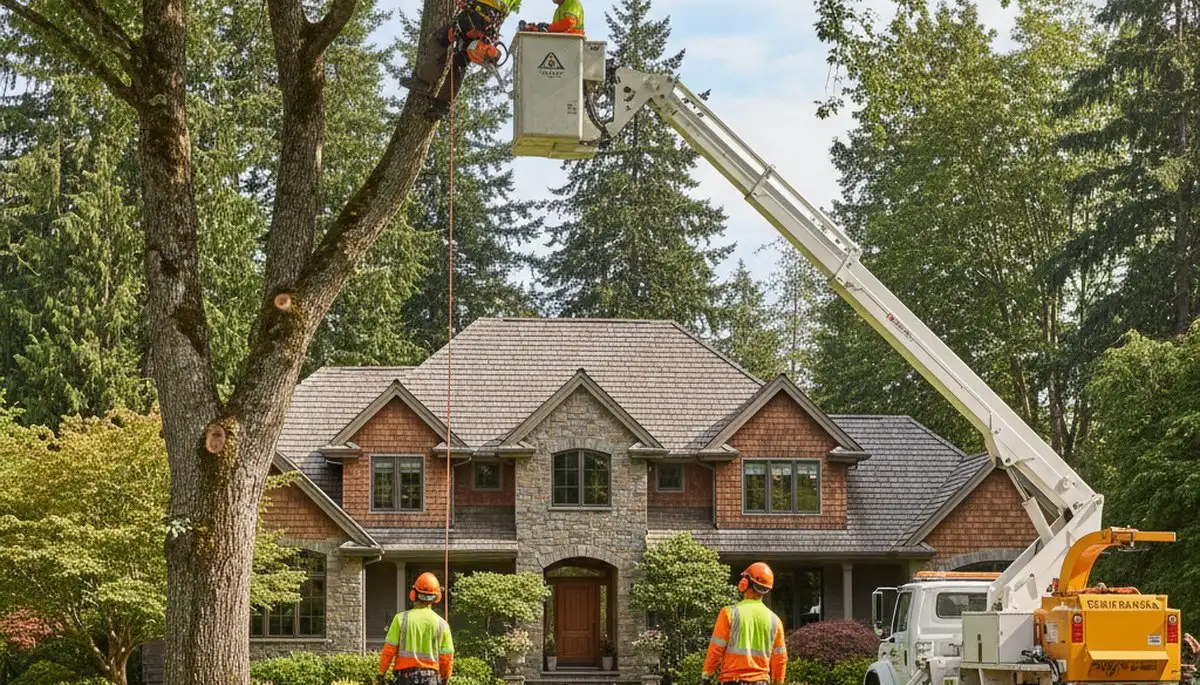 Seattle, WA tree service crew trimming trees for safe, professional property care