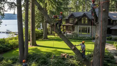 Tree service crew in Seattle, WA handling professional tree care and removal work