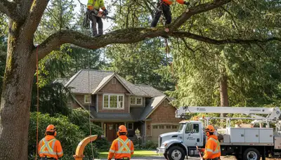 Seattle, WA tree service crew providing professional tree trimming and removal for local properties