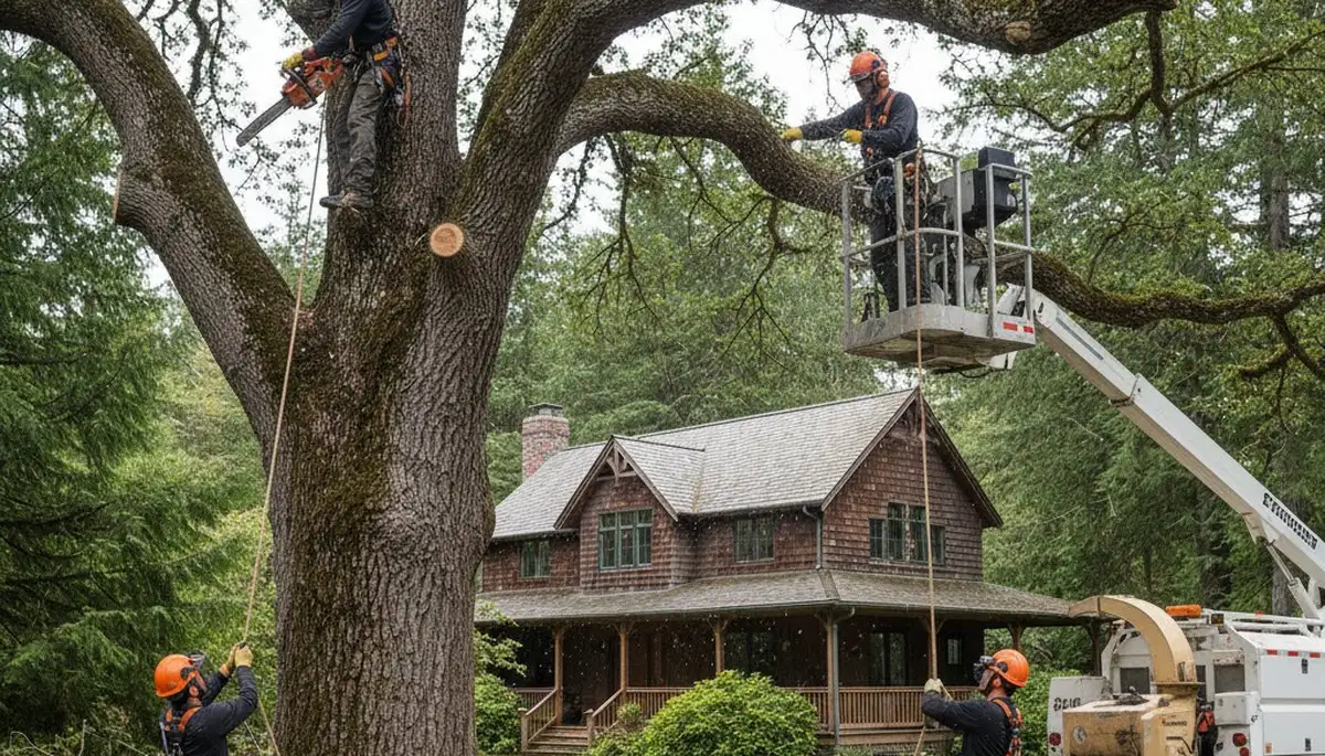 Seattle, WA tree service crew providing professional tree trimming and removal for local properties